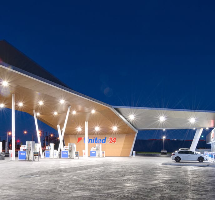 SloanLED Petroleum Story - United Petroleum service station lighting.